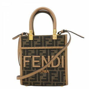 FENDI Handbag Zucca Sunshine Nylon Canvas Brown